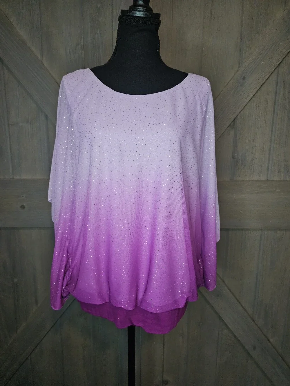 Sara Michelle Women's XL Purple Ombre Glitter